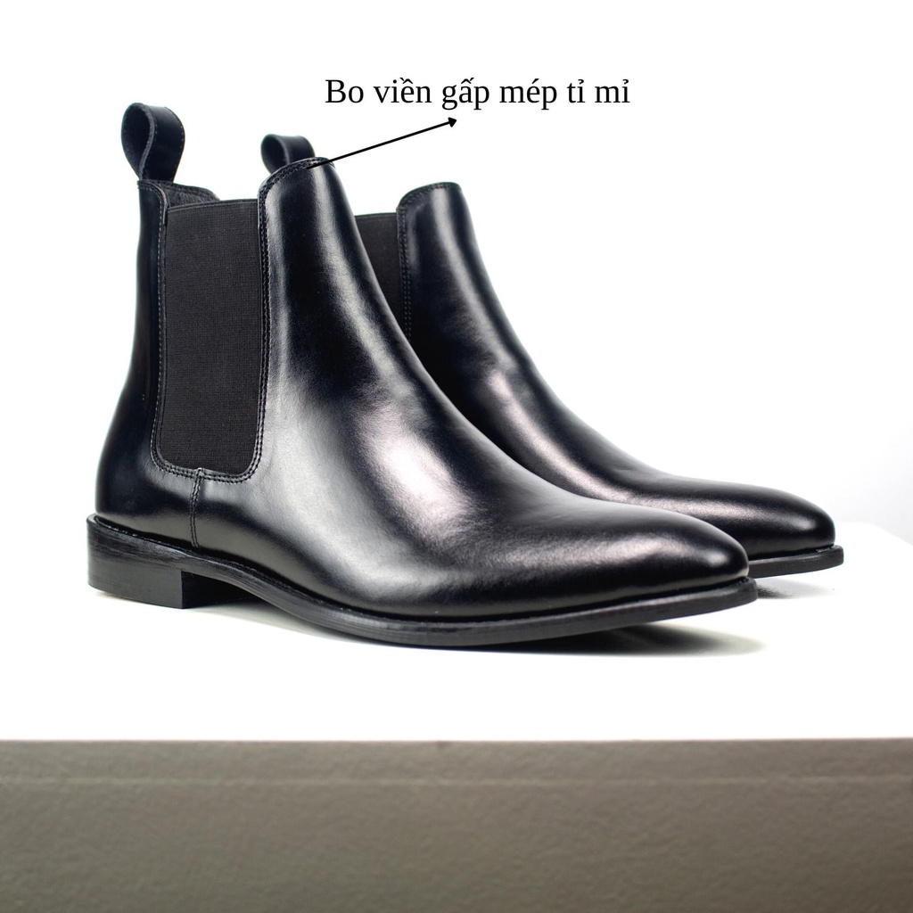 Giày Boots Nam chealse boot Cổ Cao Da Bò Thật đế phip gỗ Cao Cấp, CHELSEA Boot Nam Cổ Cao Phong Cách THE BEATLES Da Thật Mũi Nhọn Đế Phíp Văn Phòng