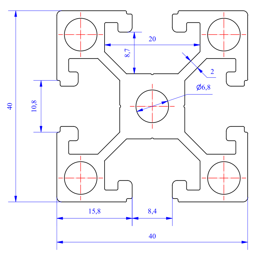 Nhôm định hình 40x40 (LWA-441481747) - Miễn phí cắt theo kích thước yêu cầu (Giá đã bao gồm VAT)