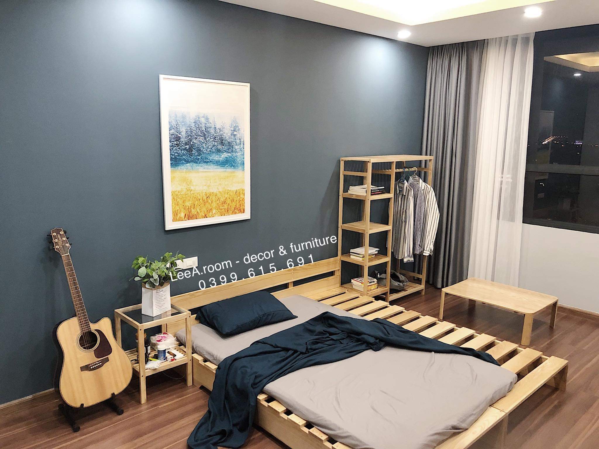 GIƯỜNG PALLET CỰC ĐẸP CHO HOMESTAY, CĂN HỘ CHUNG CƯ (GỖ TẦN BÌ CAO CẤP)