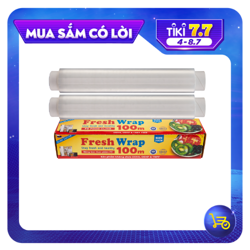 COMBO Màng bọc thực phẩm Hoàng Châu Plastic ( HCP ) 30CM X 100M và 2 lõi màng bọc thực phẩm 100m -Nhựa PE- Dùng được cho lò vi sóng -Không chất phụ gia tạo dẻo- Không chứa DEHA/DEHP - An toàn cho sức khỏe- Thân thiện với môi trường