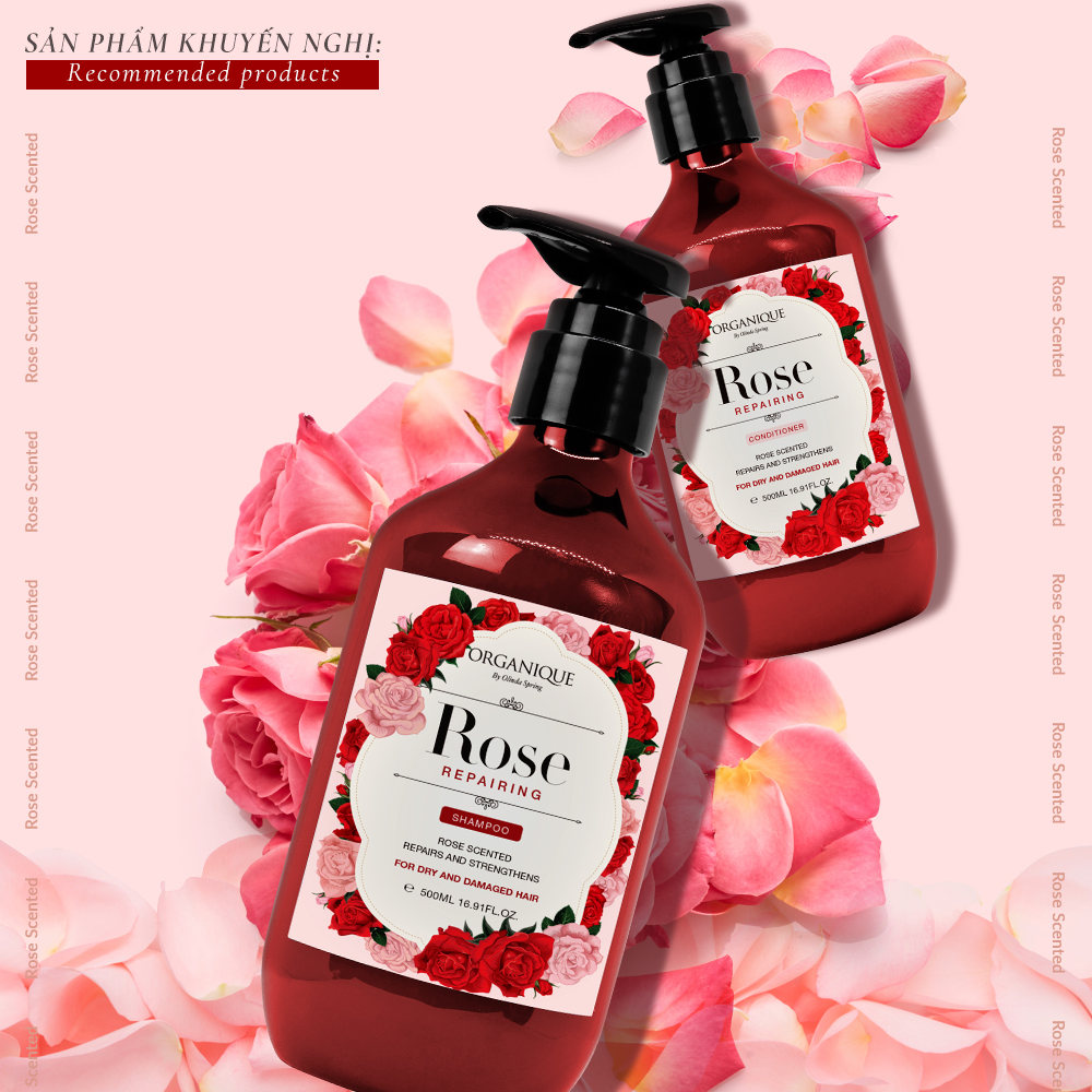 Organique - Dầu gội dưỡng tóc hoa hồng - Rose Repairing Shampoo 500ml (Mẫu mới)