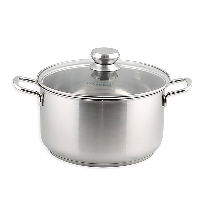 Nồi Inox 430 Bếp Từ 3 Đáy Nắp Kính Fivestar 24Cm