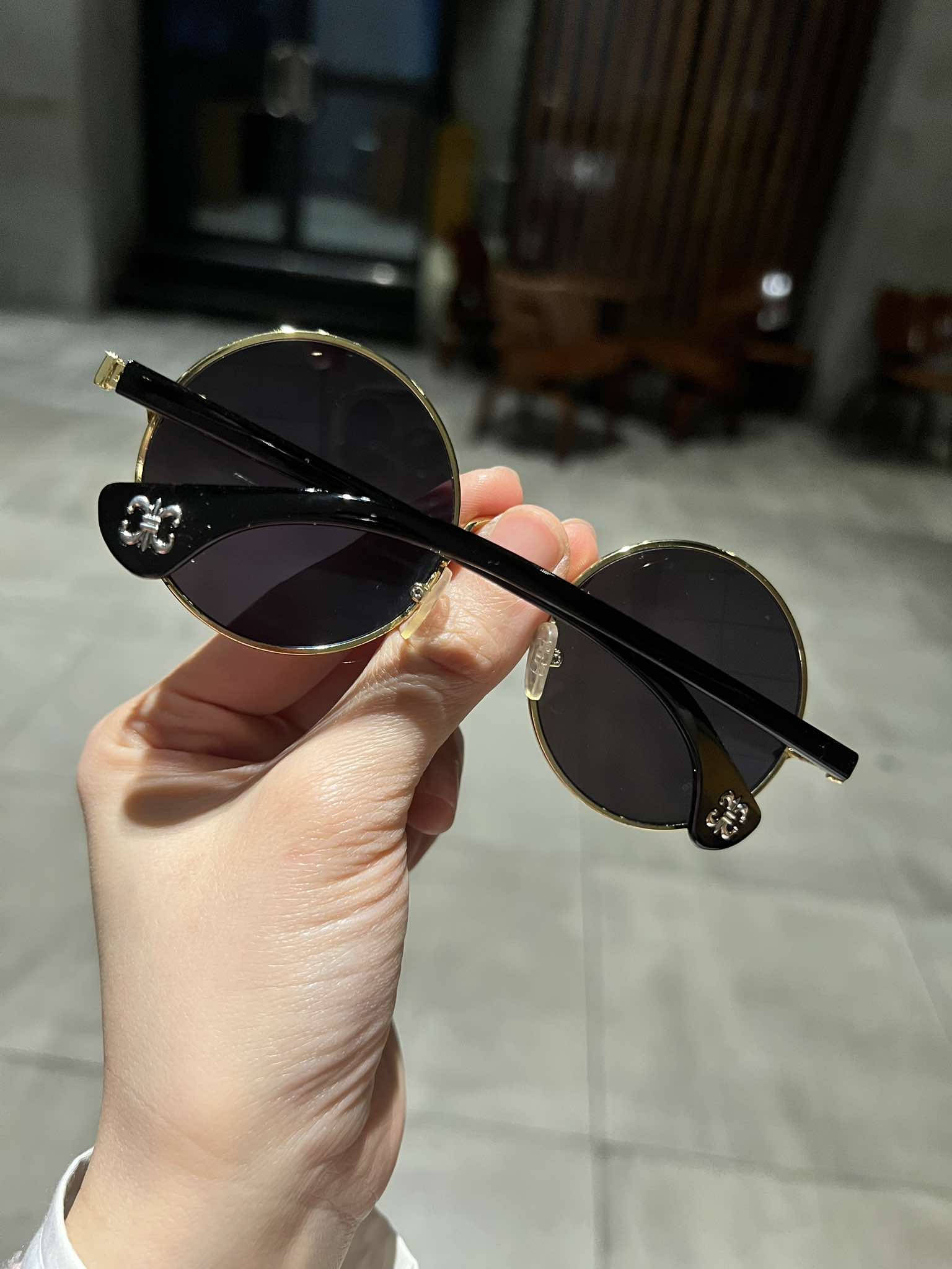 Kính râm Mắt tròn thầy bói chống nắng (Mắt xanh gương)