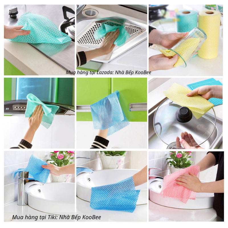 Giấy cuộn lau bếp đa năng 50 tờ - Giấy lau đa năng dai bền siêu thấm tái sử dụng KooBee