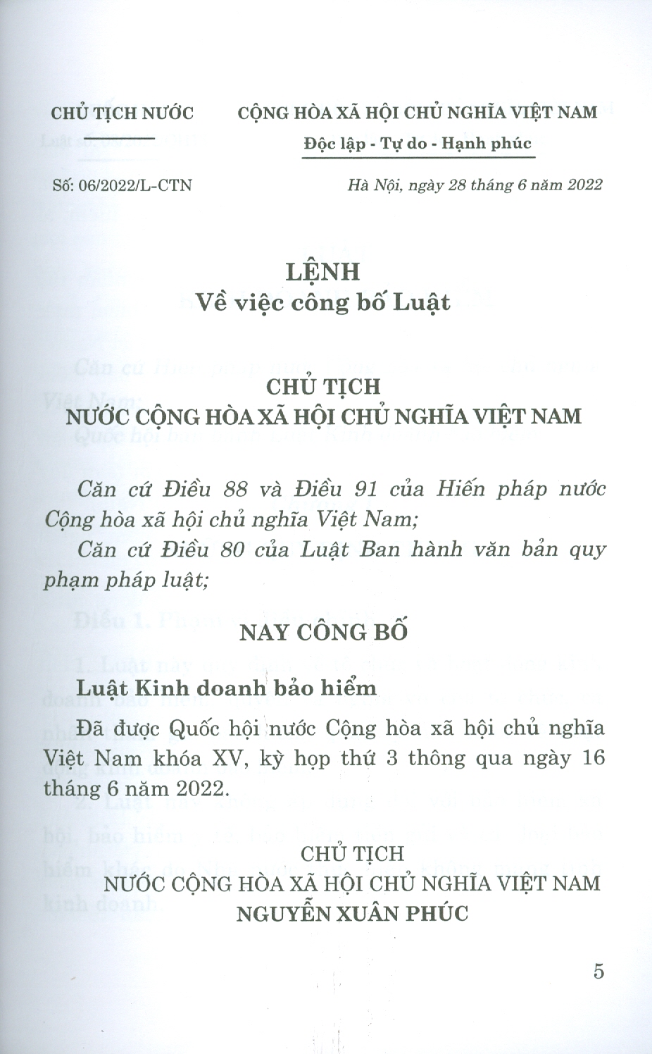 Luật Kinh Doanh Bảo Hiểm (Bản in năm 2022)