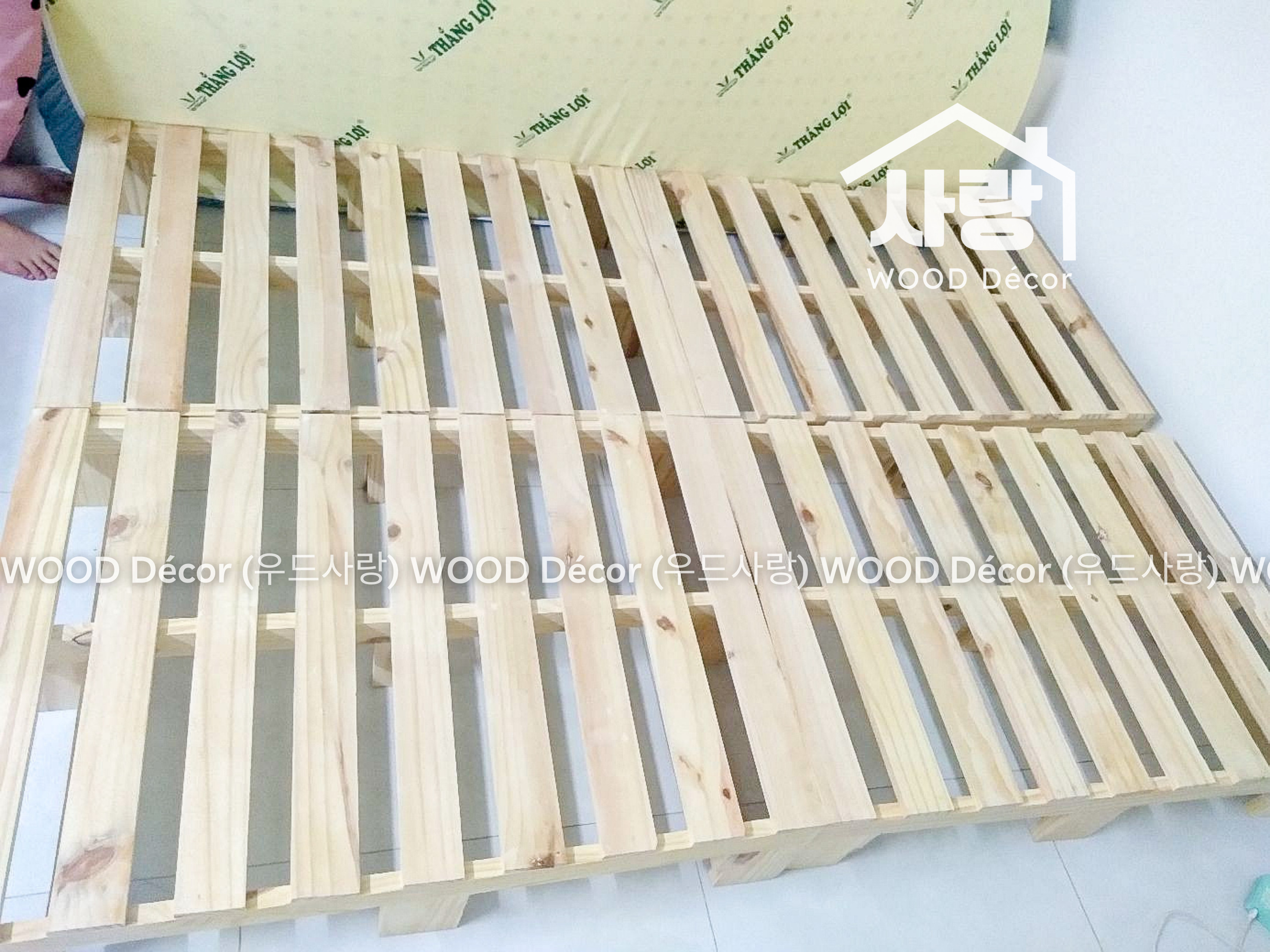 Giường gỗ Pallet truyền thống (loại 9 nan) cao 10cm