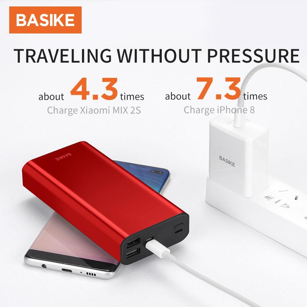 Sạc Dự Phòng BASIKE 20000mAh 2 Cổng USB Màn Hình LED Kỹ Thuật Số Cho iPhone Huawei Samsung Xiaomi OPPO Realme-Hàng chính hãng