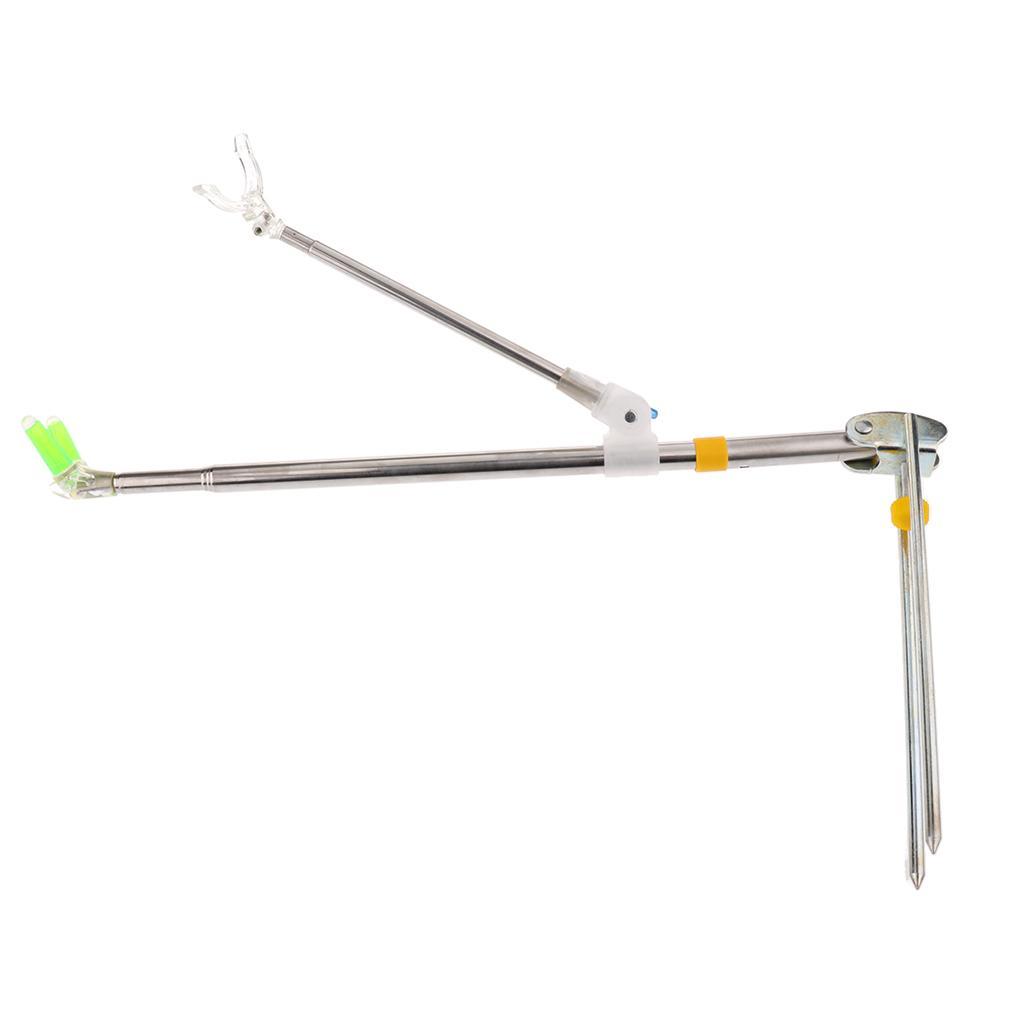 Stainless Steel Fishing Rod Stand Bracket Fishing Rod Ground Holder Telescopic Rod Stand Support Holder Ground Insert Equipped with ABS Anti-skid Sleeve