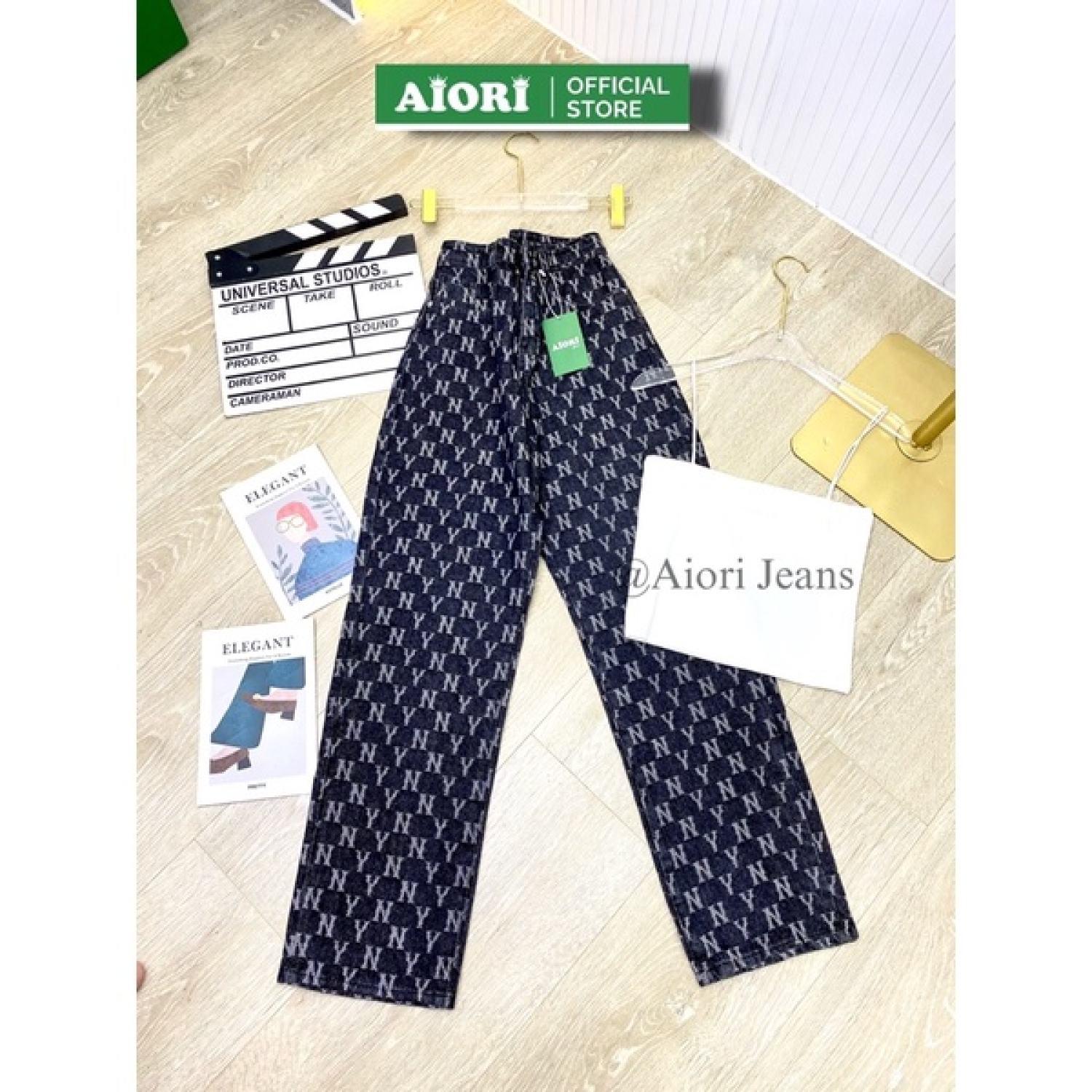 [Hàng Cao Cấp] Quần Jeans Nữ, Quần Jeans Ống Đứng Cạp Cao Họa Tiết NY Kiểu Bò Suông Phong Cách Hàn Quốc Ulzzang E003 - Xanh Nhạt