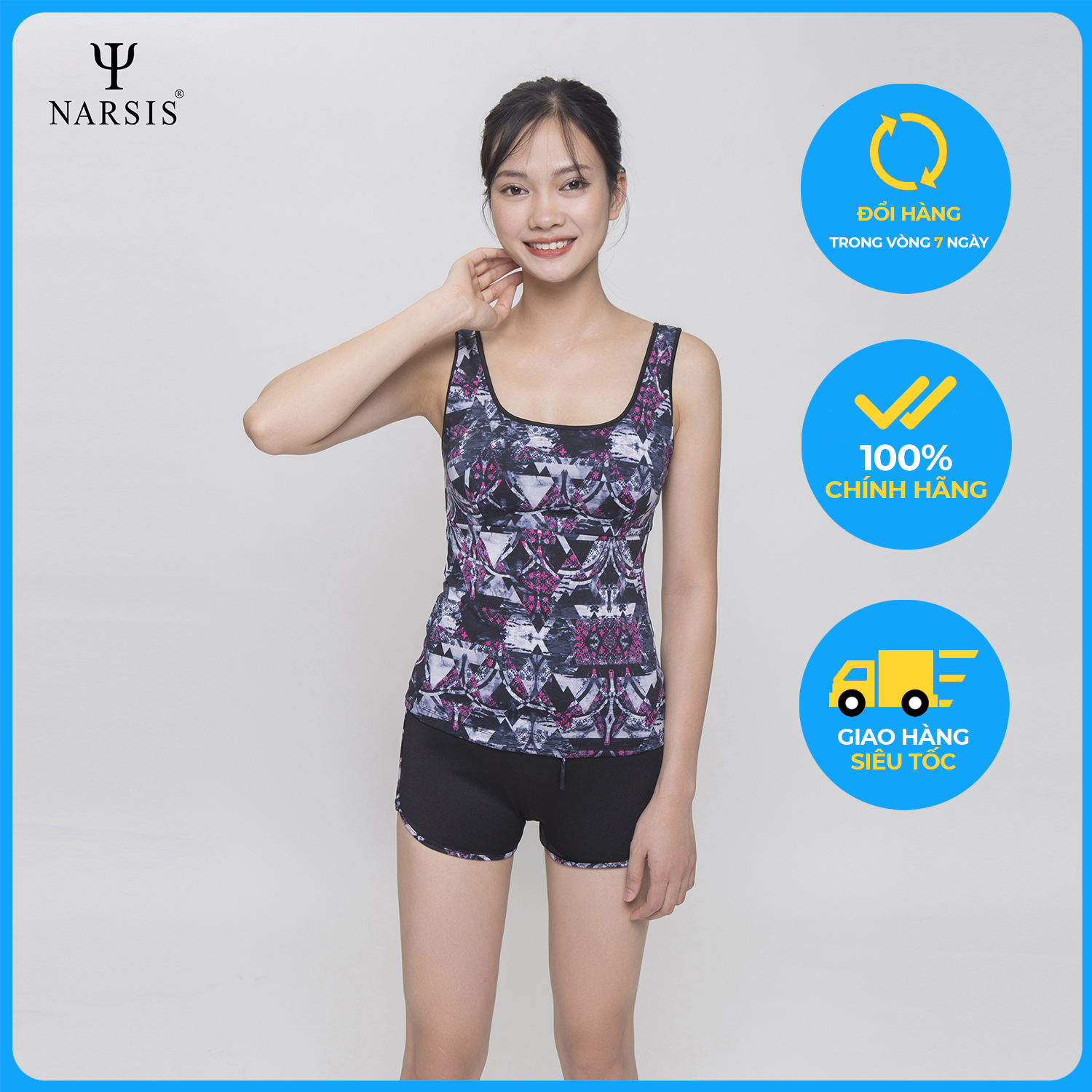 Bộ bơi nữ HV đen đỏ Narsis A0008