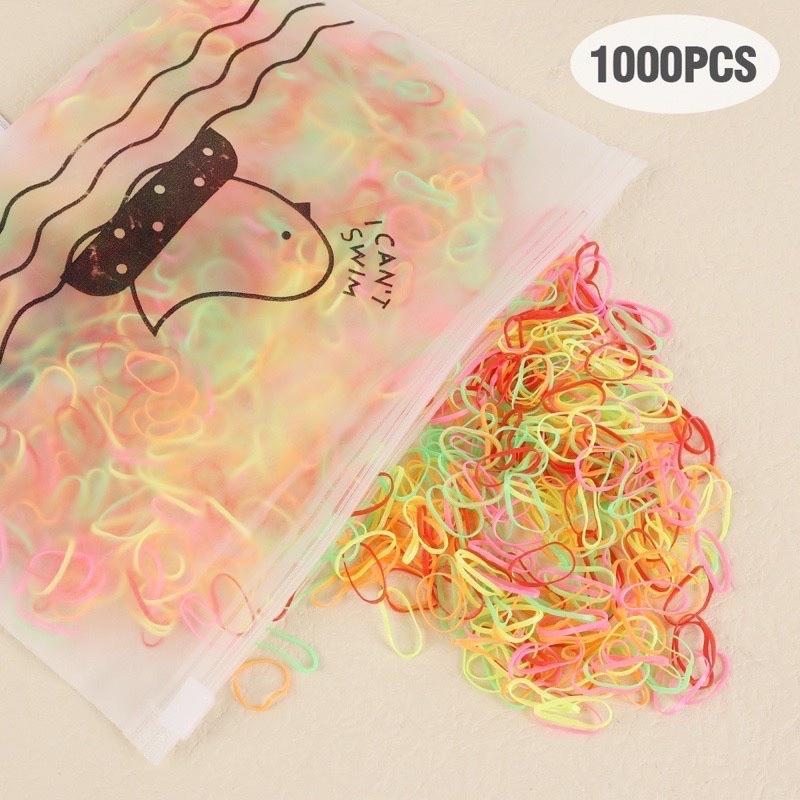 Set 1000 dây thun mini màu sắc cột tóc cho bé gái