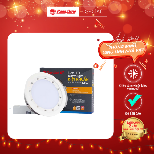 Đèn LED Âm trần diệt khuẩn Downlight UV Rạng Đông Model: AT21.UV 135/14W ánh sáng trắng hoặc vàng