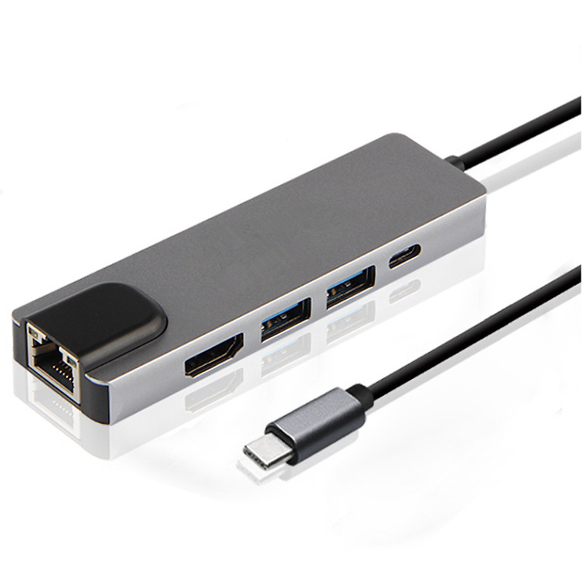 Hub USB Type C 5 in 1 To HDMI, RJ45, 2 x USB 3.0, USB Type C - Màu Ngẫu Nhiên (F1)