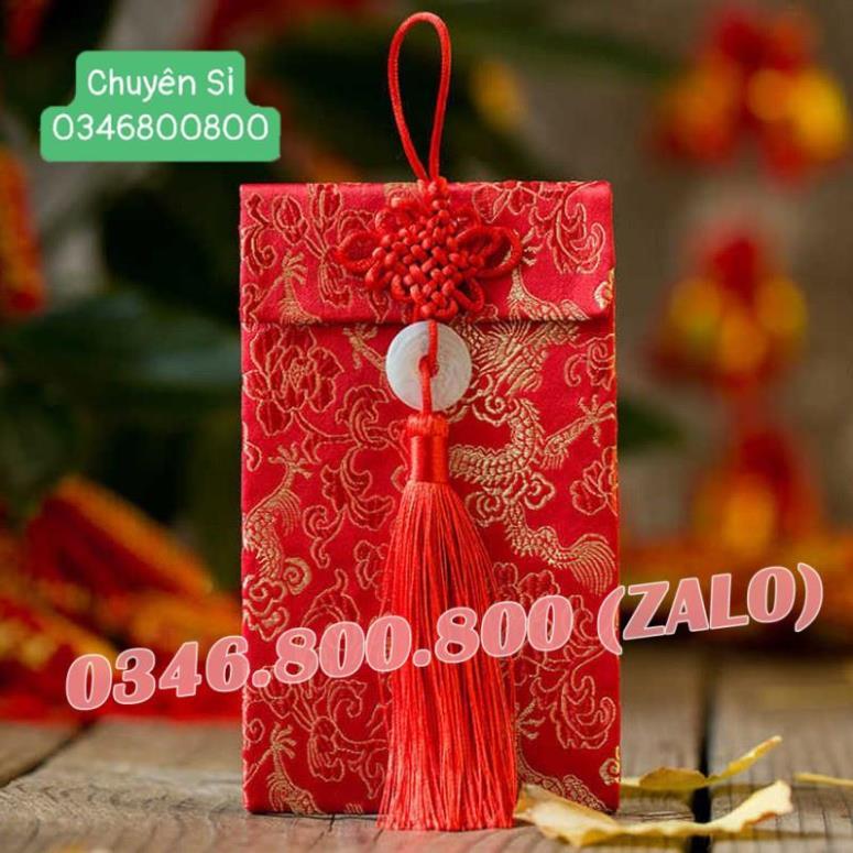 Bao Lì Xì Vải Gấm Nhiều Hoa Văn Cao Cấp Cưới Hỏi, Nạp Tài,Ngày Tết Họa Tiết RỒNG - NGỌC BỘI DỌC