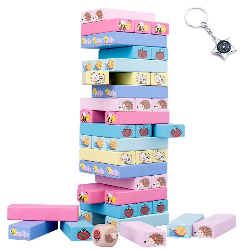 Rút Gỗ Rèn Tư Duy Nhiều Chủ Đề - Con Vật, Màu, Số -TẶNG Móc Khóa La Bàn Sao Biển Bibotoys