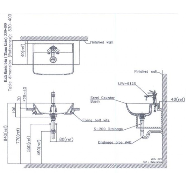 Chậu Rửa Mặt Lavabo Inax AL-345V Bán Âm