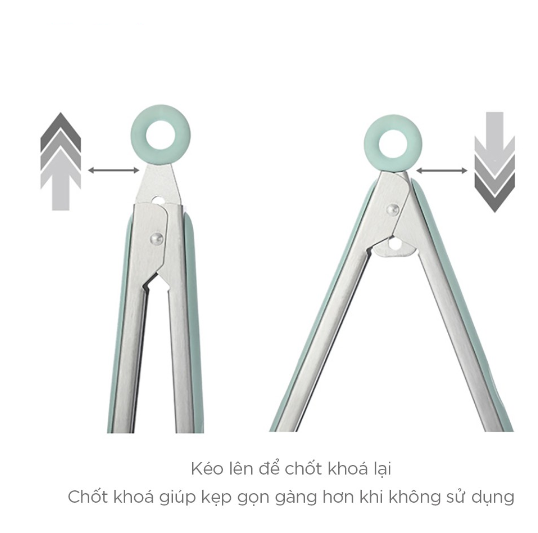Kẹp Gắp Thức Ăn, Thịt Nướng, Thực Phẩm Nóng Inox Bọc Silicon Cao Cấp Có Móc Treo Tiện Ích GD758-KepBBQ-Silli