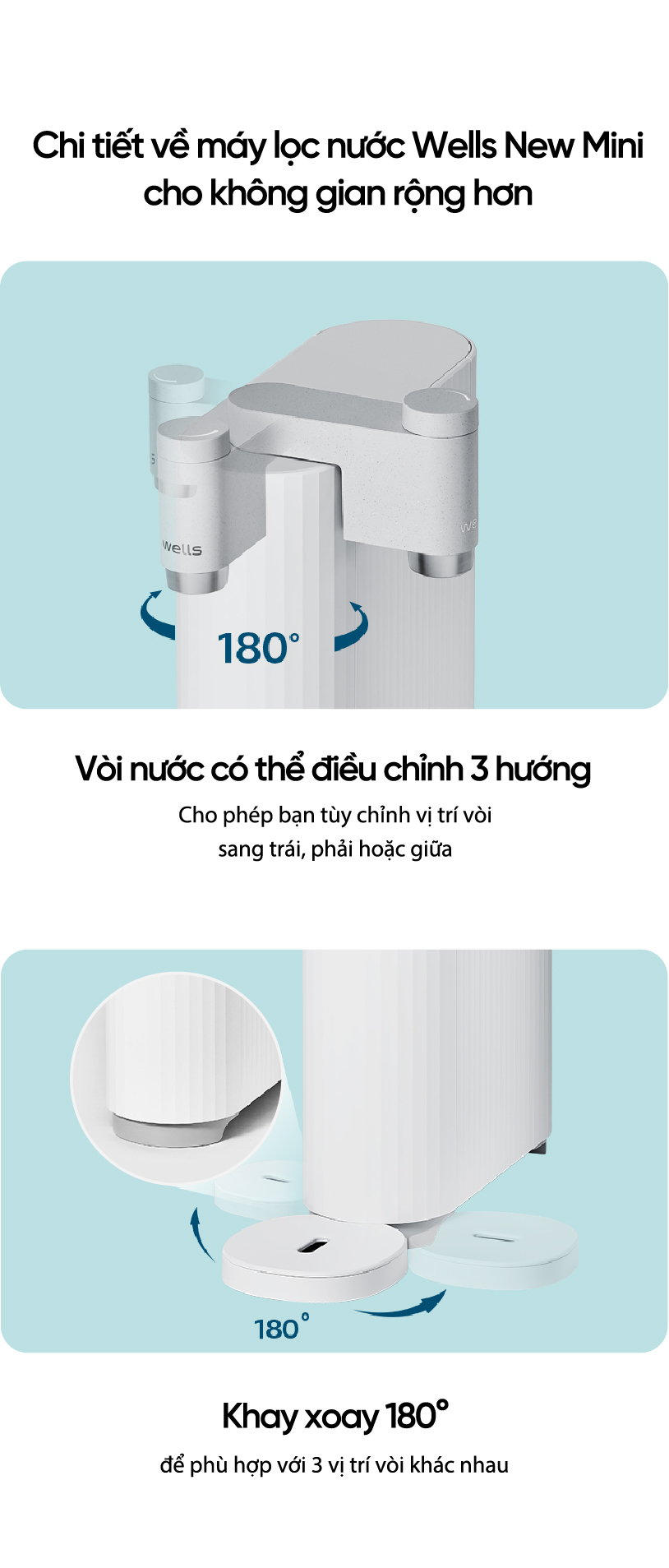 Máy Lọc Nước Wells New Mini, Thiết Kế Nhỏ Gọn, Tankless Không Bình Chứa, Lọc Đa Tầng, Không dùng điện - Hàng chính hãng
