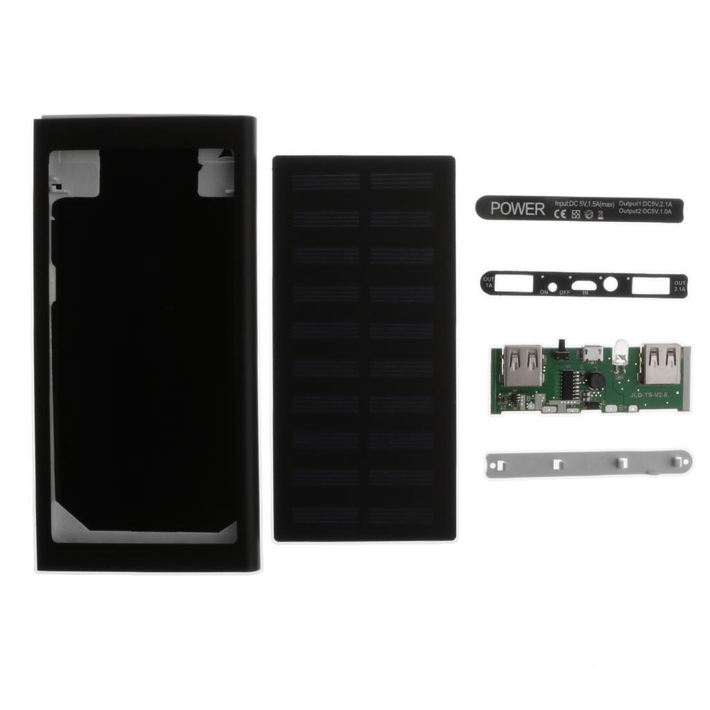 2X Solar Charger 3 In 1 Power Bank 10000mAh USB Battery For Phone Black&Gold