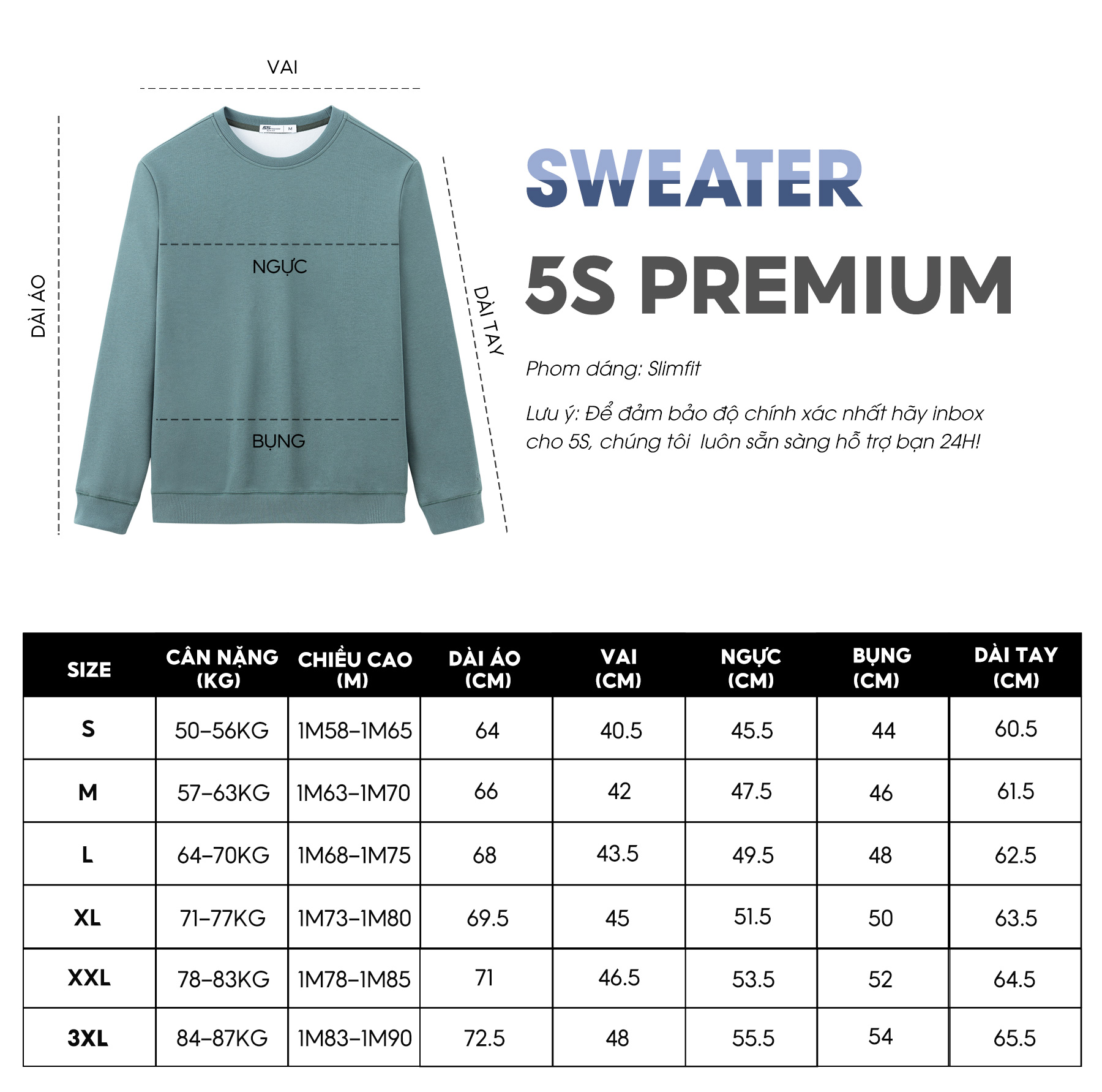 Áo Nỉ Nam Dài Tay 5S FASHION Cổ Tròn, Vải Cotton USA, Mềm Mại, Dày Dặn, Giữ Ấm Tốt, Thiết Kế Trơn Basic, Năng Động