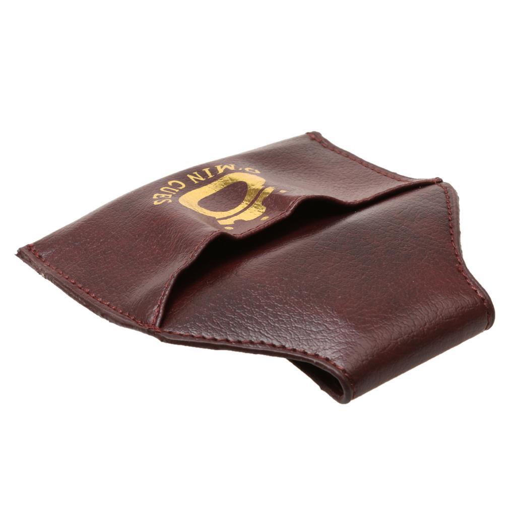3x Billiard Snooker Pool Cue PU Leather Chalk Holder Pouch Bag Clip Brown