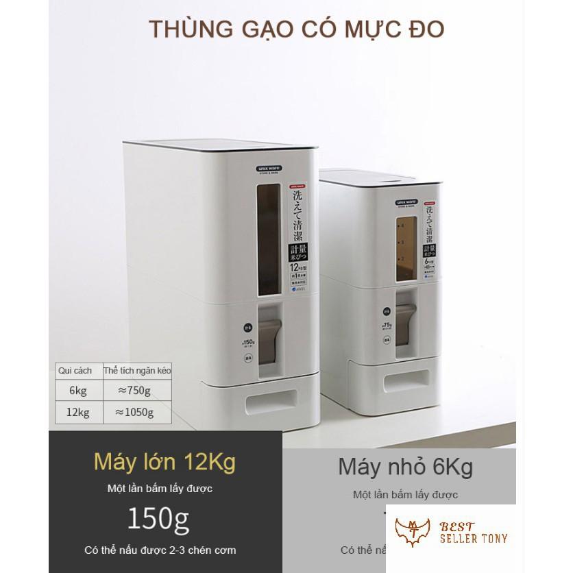 Thùng đựng gạo 12KG công nghệ JAPAN -Best Seller Tony