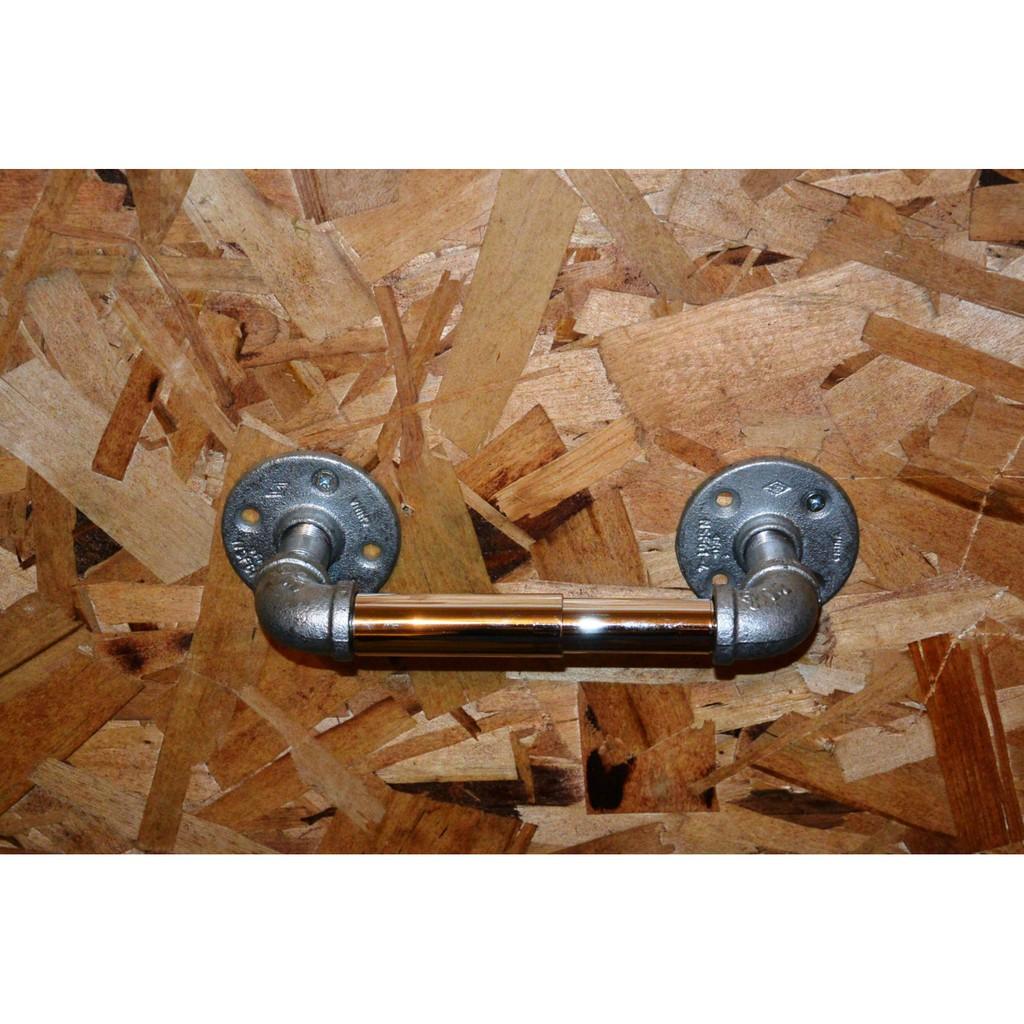 Kệ ống nước mini kèm móc treo tường WC, kệ ống nước lắp ráp chất liệu ống sắt cao cấp trang trí đẹp