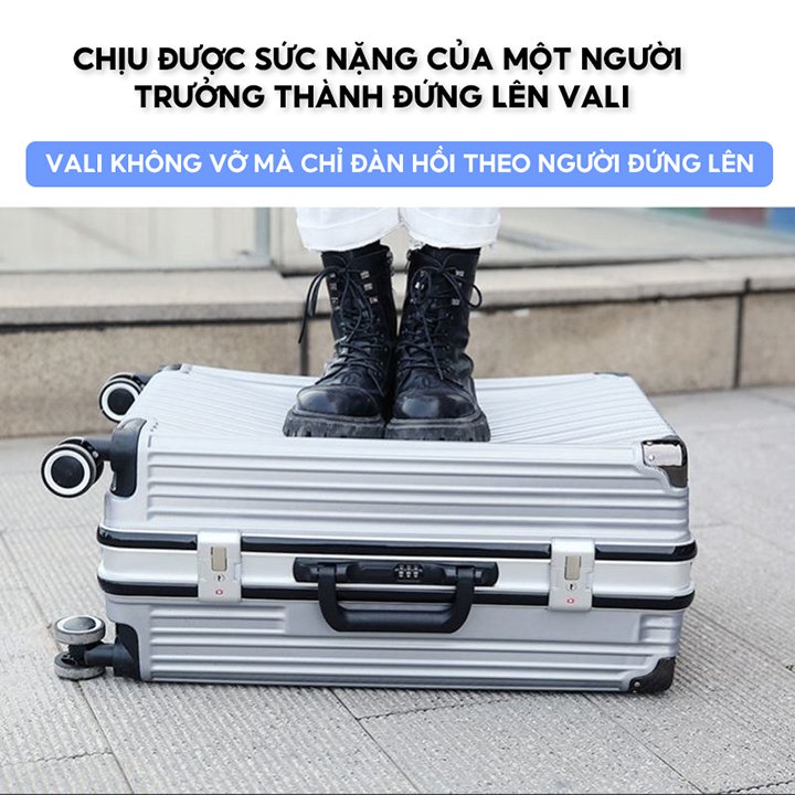 Vali Du Lịch Khung Nhôm Vỏ Nhựa PC ABS Đàn Hồi Cao Cấp Chống Bể Vỡ Chống Rạch Khóa 3 Lớp Bảo Hành Đổi Mới