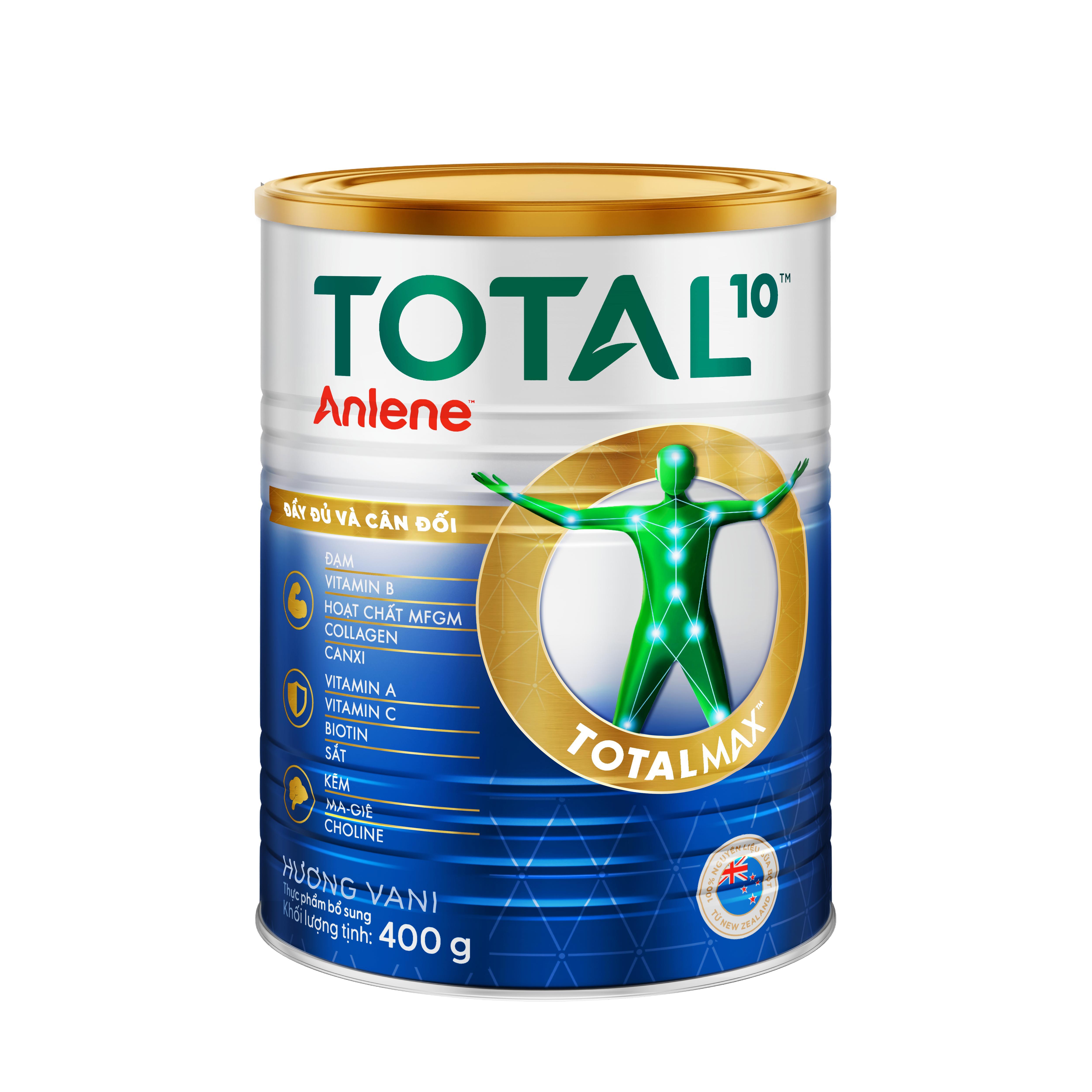 Bao bì mới - Sữa bột bổ sung dinh dưỡng Anlene Total 10 lon 400g