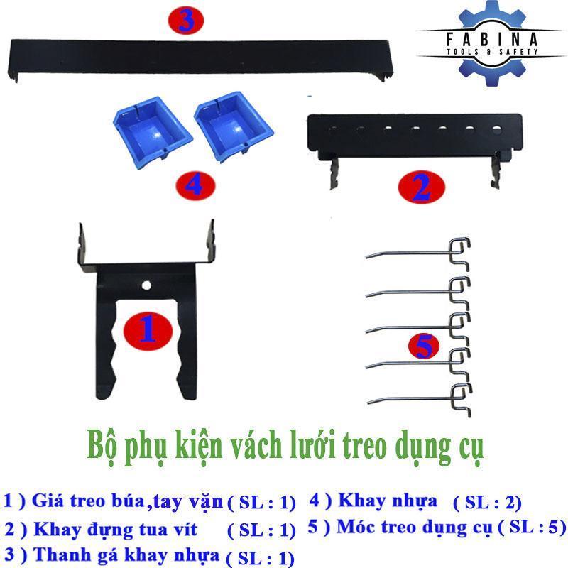 Tấm lưới Pegboard mạ kẽm kèm phụ kiện treo tường