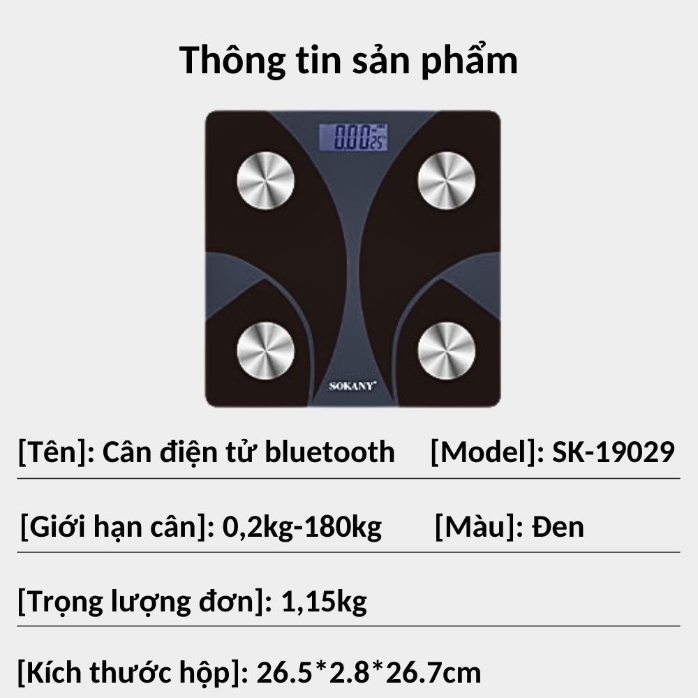 Cân sức khỏe Bluetooth SK-19029 - HÀNG CHÍNH HÃNG - DELIYA