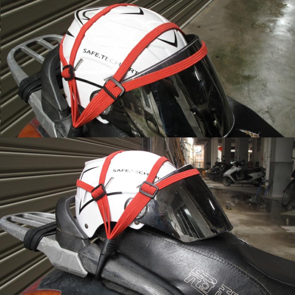 Red Motorcycle Cargo Luggage Helmet Mount Rope Strap Adjustable