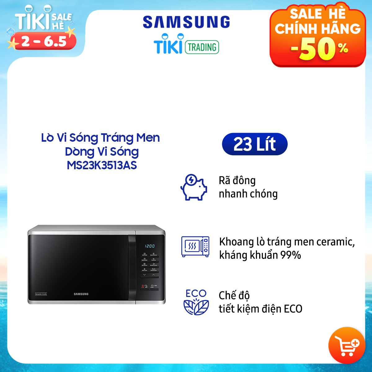 Lò Vi Sóng Tráng Men Samsung Dòng Vi Sóng MS23K3513AS (23 lít) - Hàng Chính Hãng