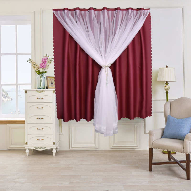 Rèm Khoen Lỗ, Khoen Ri Đô, Rèm Dán Hai Lớp ĐỎ ĐẬM Chống Nắng Tốt, Kích Thước Đa Dạng