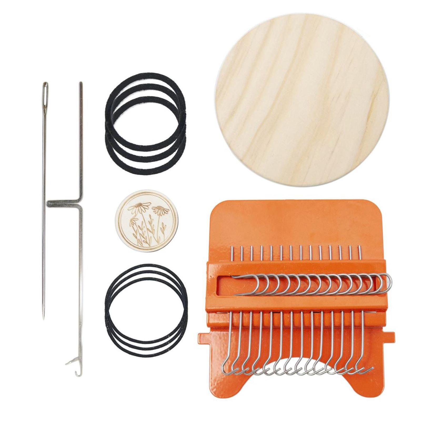 Darning Knitting 12Hooks Portable Mini Durable with Wooden Disc Weave Tool for Beginners