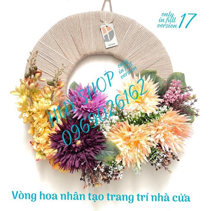 VÒNG HOA NHÂN TẠO TRANG TRÍ TREO TƯỜNG 40CM 17-23