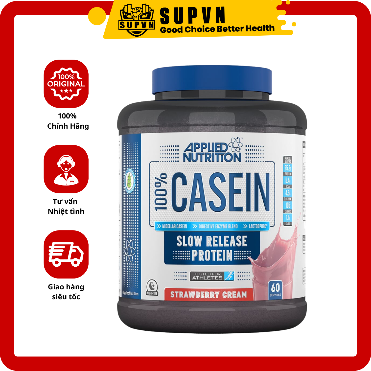 Whey Protein Casein Applied Nutrition (1.8kg - 60 Servings) - Sữa Đạm Nuôi Dưỡng Cơ Ban Đêm