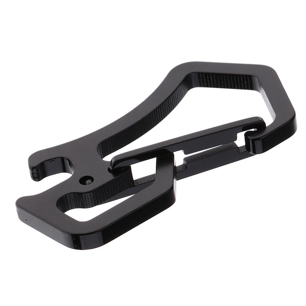 2 Pieces Carabiner Keychain Bottle Opener with Keyring Key Chain Corrosion Resistance Black Gray