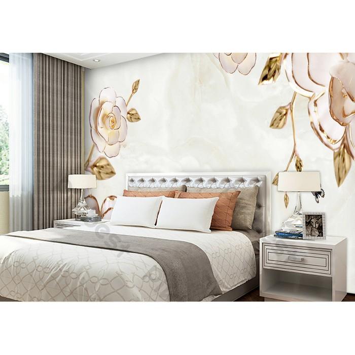 Tranh dán tường Hoa mẫu đơn hiện đại, tranh dán tường 3d hiện đại MS689433
