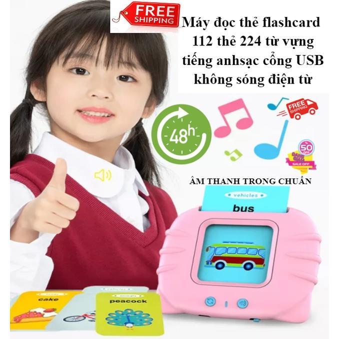 Máy Đọc Thẻ Flashcard 112 thẻ 224 Từ Vựng Tiếng Anh Chuẩn Cho Bé Tập Làm Quen Tiếng Anh, Âm thanh trong - XANH