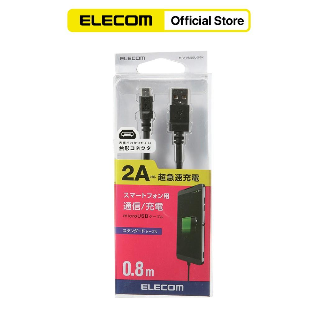 Dây cáp microUSB (A-microB), 0.8m, 2A ELECOM MPA-AMB2U08 - Hàng chính hãng