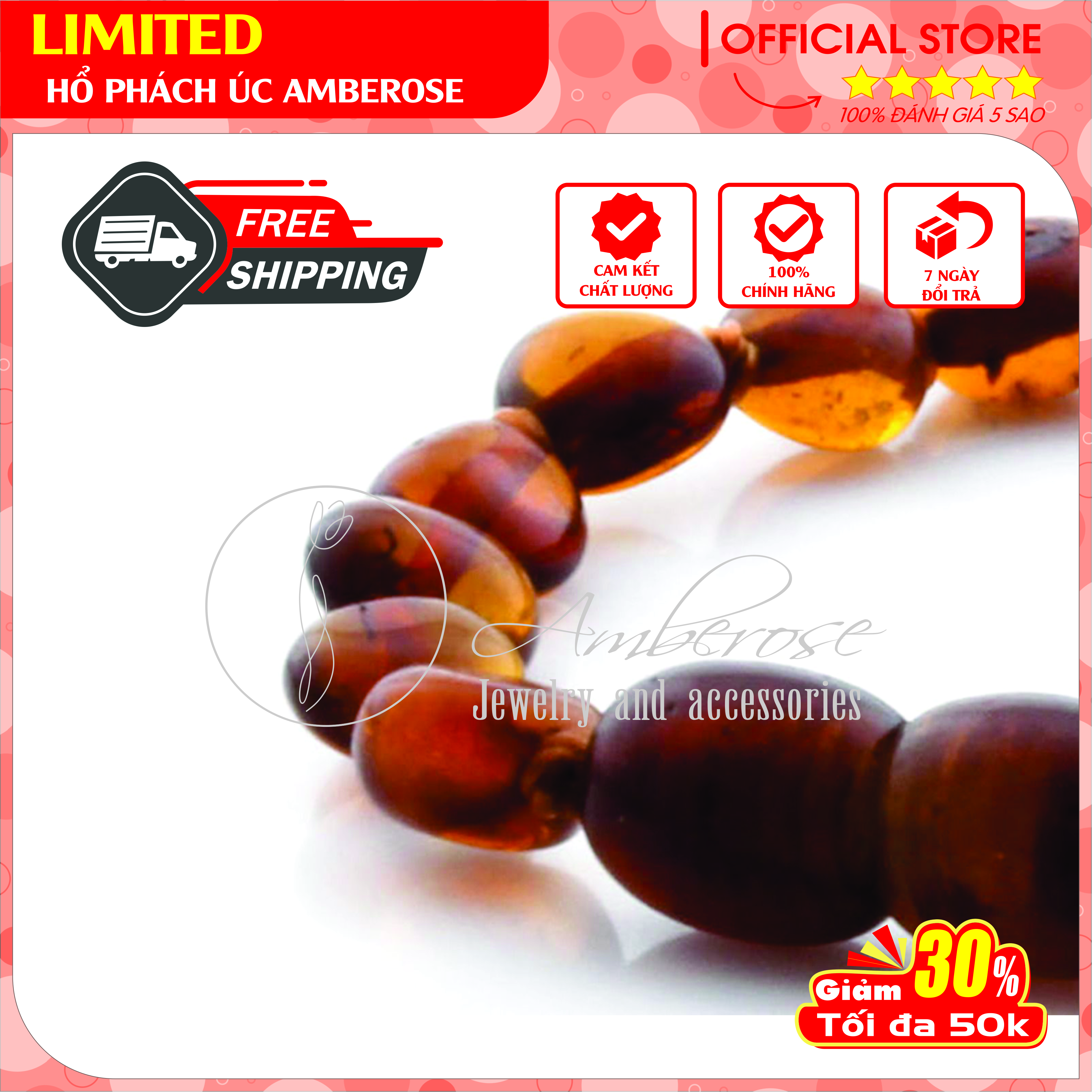 Bộ Vòng Hổ Phách Amber Úc Cho Bé 0 - 10 tuổi SAB1NOL