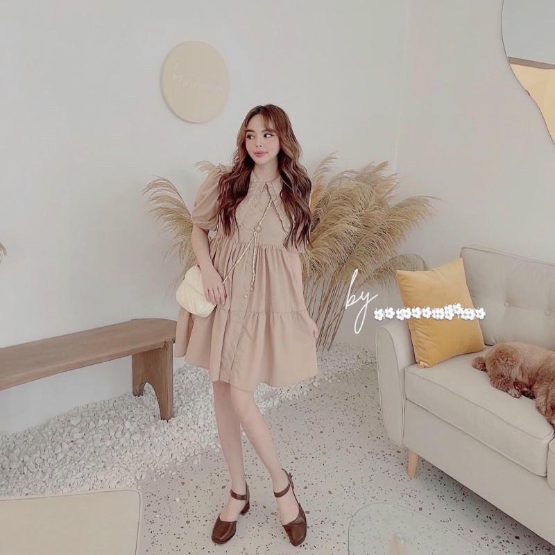 Đầm váy babydoll kem cổ bèo