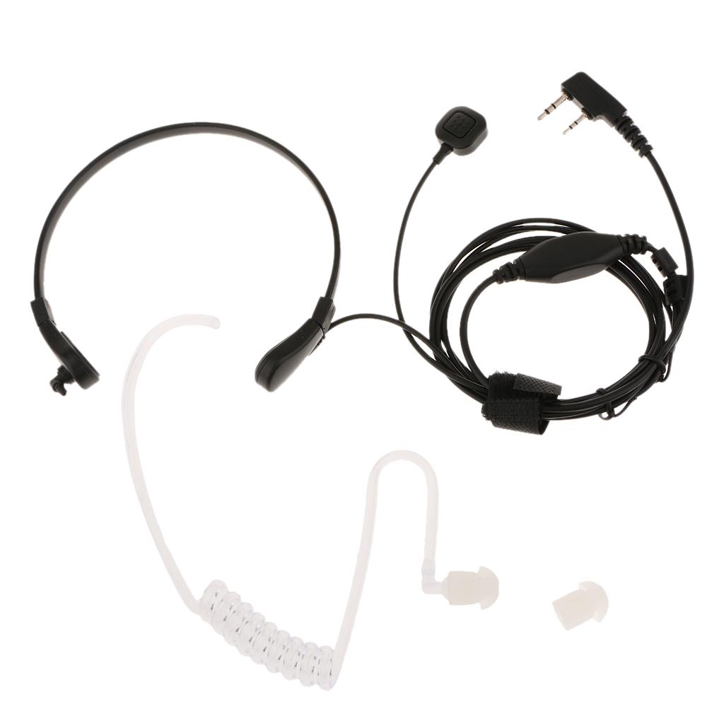 Throat Mic Covert Acoustic Tube Earpiece Headset With PTT for Two Way Radio