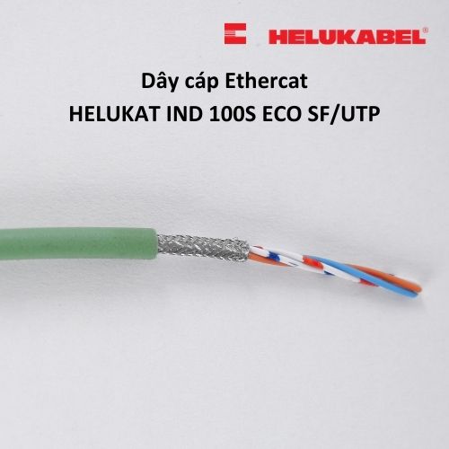Dây cáp mạng Ethernet HELUKAT IND 100S ECO SF/UTP PUR | Green | 2 x 2 x AWG 26 /19
