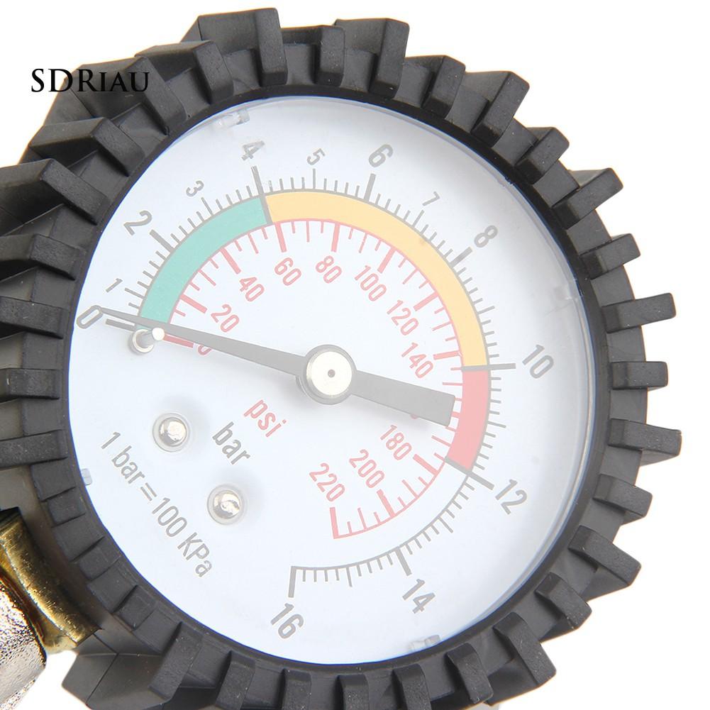 Dụng cụ bơm hơi bánh xe có đồng hồ đo áp suất tện lợi