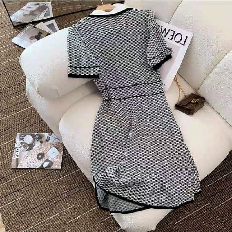 HÀNG NHẬP - ĐẦM LEN DỆT KIM HỌA TIẾT T ZICZAC PHỐI 4 TÚI