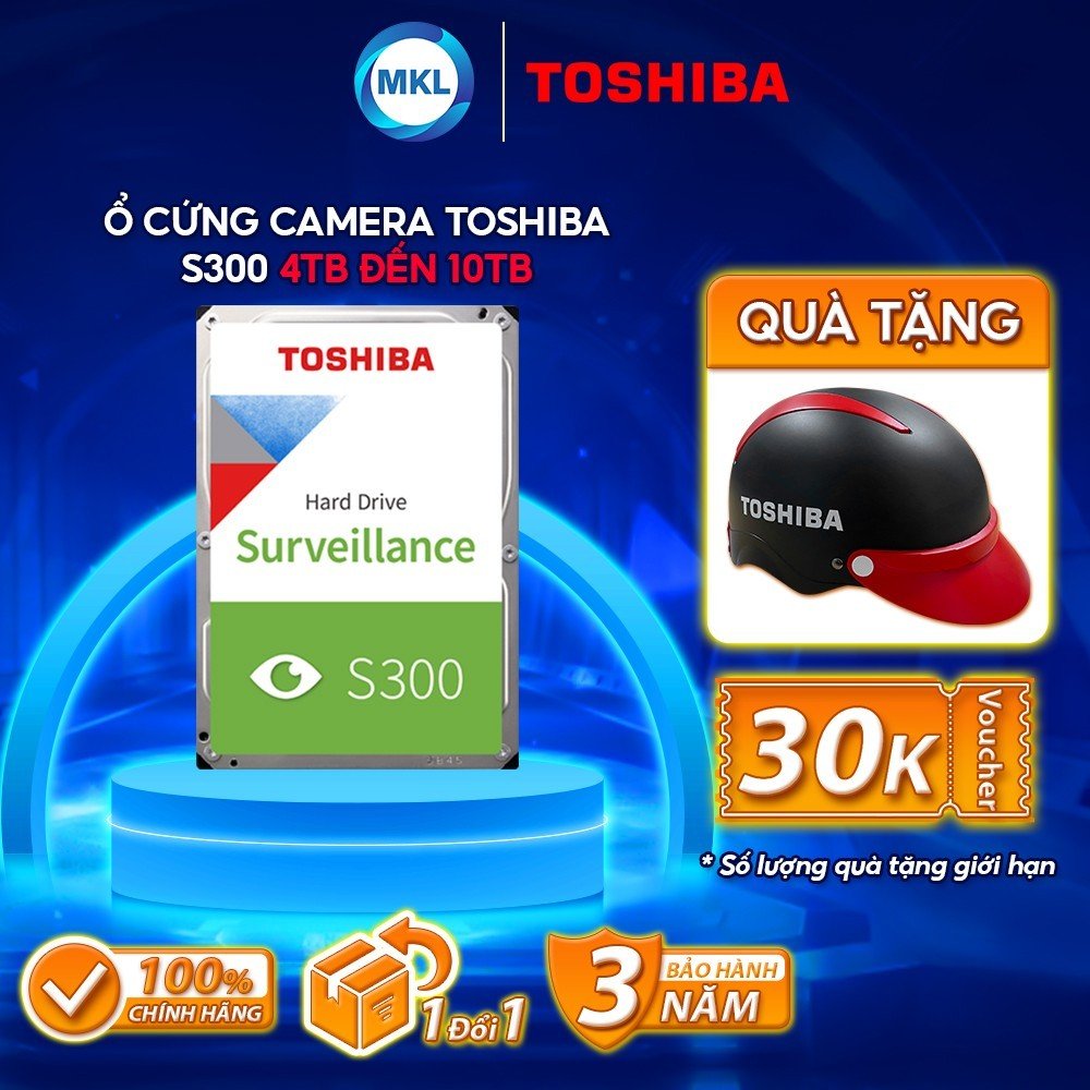 Ổ cứng camera hdd Toshiba S300 Surveillance Sata 3 dung lượng 1TB/2TB/4TB/6TB/8TB/10TB loại 3.5inch hàng chính hãng