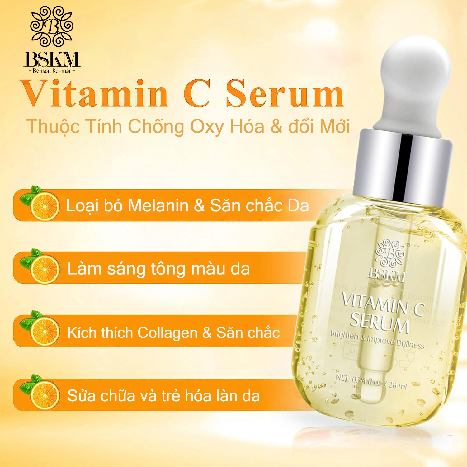 Tinh chất BSKM Vitamin C + Tinh chất Vitamin C vùng mắt + Kem dưỡng ẩm Hexapeptide Giảm quầng thâm Giảm nếp nhăn vùng mắt Bộ tinh chất dưỡng ẩm chống lão hóa 28ml