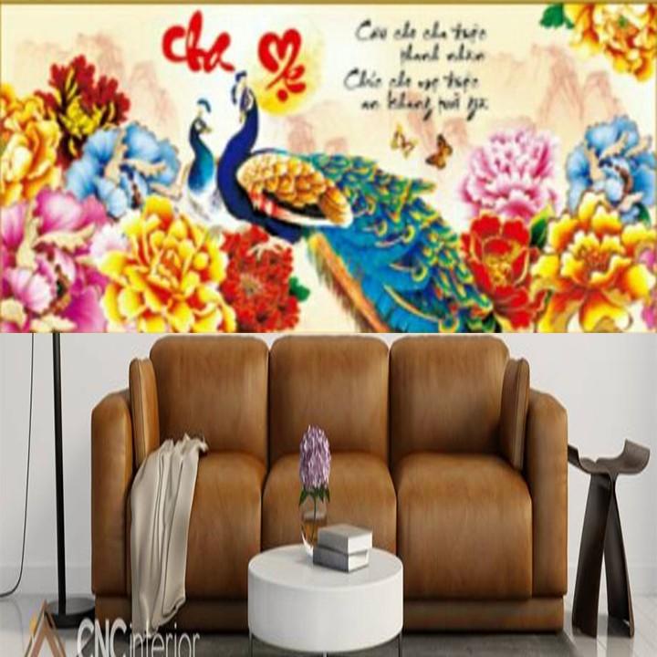 Tranh thêu cha mẹ công hoa mẫu đơn 88829 - kích thước: 103 * 48cm.